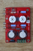 The new pcb for the interstage coupling circuit is visible top left. The dual volume control originally fitted has been removed and replaced by the two 3-way connectors labelled A and B